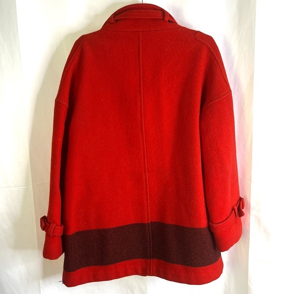 SHARDIK FLEECE RAINMASTER 100% WOOL COAT INUIT RED COAT VINTAGE WOVEN COAT SMALL - Picture 8 of 13